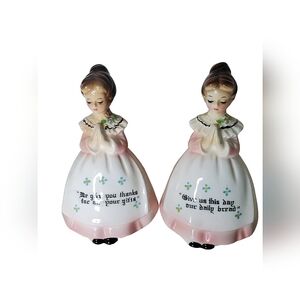 Vintage praying girl salt and pepper shakers